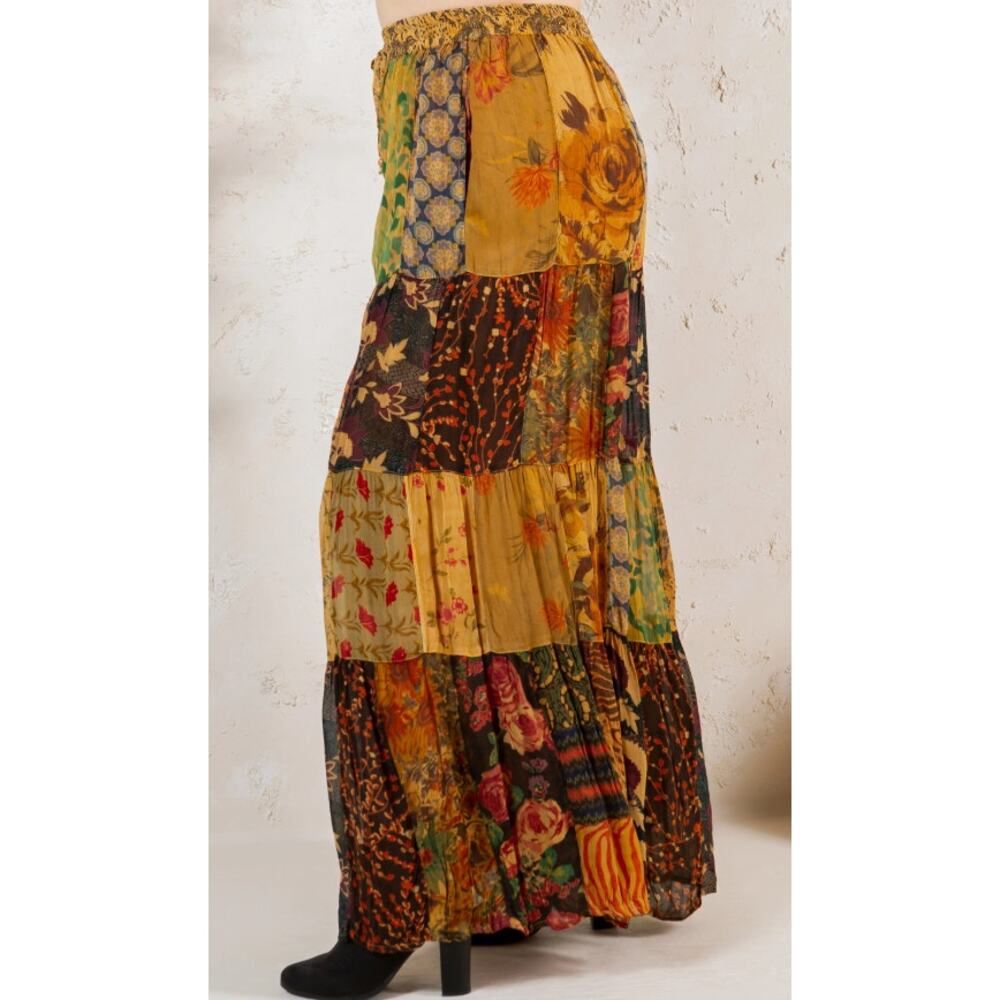 Young Threads Camel Brown Patchwork Flare Pants XL NWT - Autumn Boho - Picture 4 of 9